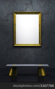 blank frame in the gallery, 3d rendering