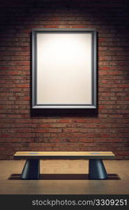 blank frame in the gallery, 3d rendering