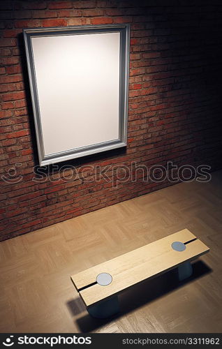 blank frame in the gallery, 3d rendering