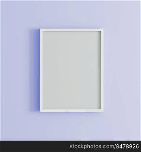 blank frame on light purple wall mock up, vertical black poster frame on wall,  picture frame isolated on a wall, mock up for picture or photo frame,  empty frame on bright wall, 3d render