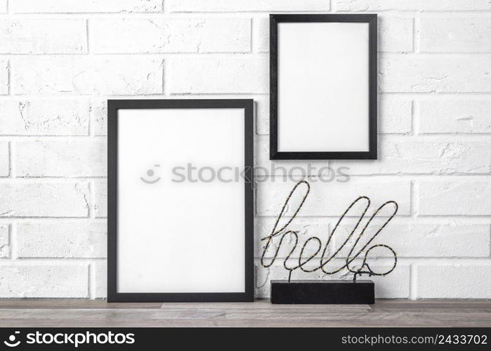 blank frame with hello sign