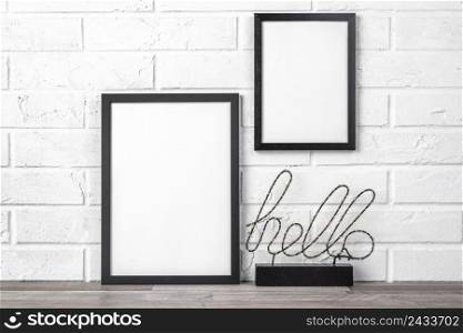blank frame with hello sign