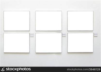 Blank frames on the wall at art gallery