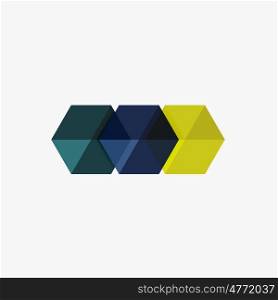Blank geometric abstract business templates, hexagon layouts. Elements of business brochure, flyer or web design navigation layout