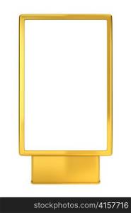 blank golden advertising billboard isolated on white background