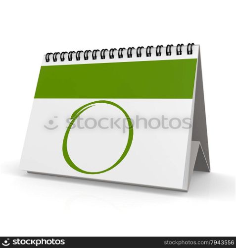 Blank green calendar image with hi-res rendered artwork that could be used for any graphic design.. Blank green calendar