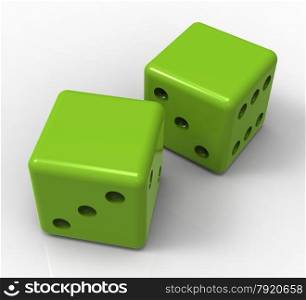 Blank Green Dice Showing Copyspace Gambling And Luck