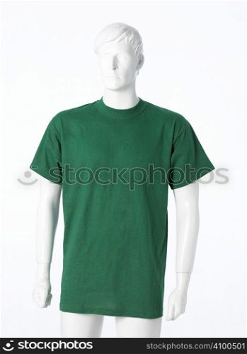 Blank green t-shirt isolated on white