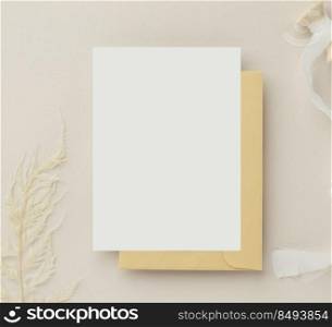 Blank greeting card with envelopes for greeting, wedding cards, birthday card, Mockup for design