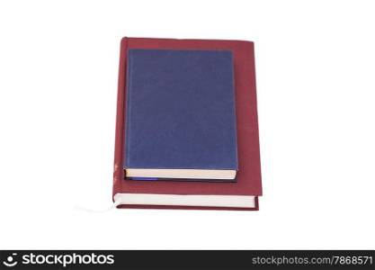 Blank hardcover books isolated on white background