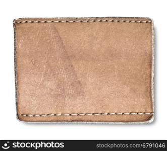 Blank leather jeans label, isolated.with clipping path