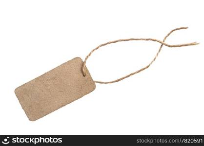 Blank leather tag with hole isolated on white