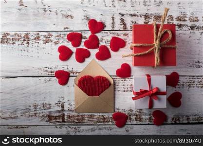 Blank Letter on wood background, valentine’s day concept