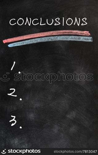 Blank list of conclusions on a smudged blackboard background