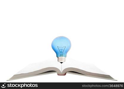 blank magic book with reading light bulb