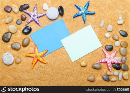 Blank message on sand and pebbles
