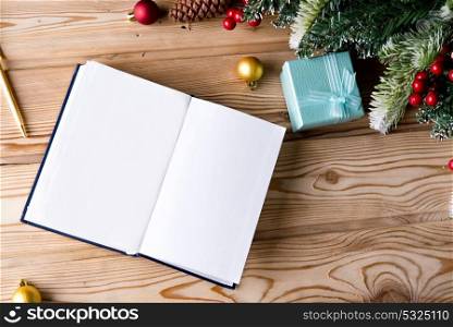 Blank message paper in christmas festive concept