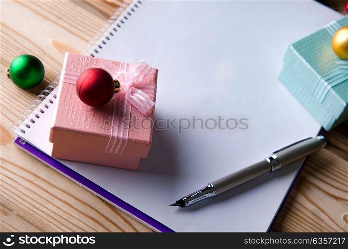 Blank message paper in christmas festive concept