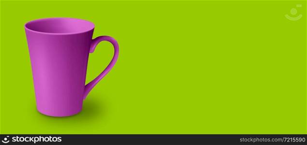 Blank mug mockup isolated on colored 3D rendering. added copy space for text. suitable for your design project.