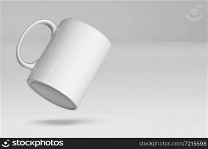 Blank mug mockup isolated on colored 3D rendering. added copy space for text. suitable for your design project.