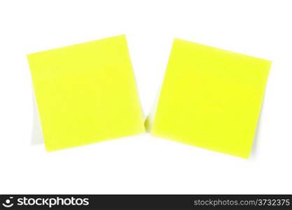 Blank note, paper sticks isolated on white background with soft shadow.