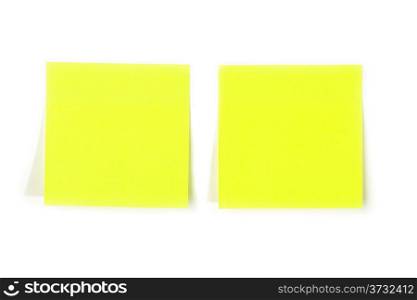 Blank note, paper sticks isolated on white background with soft shadow.