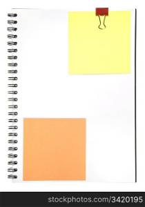 Blank Notepad With Memo and Clip Isolated on White Background