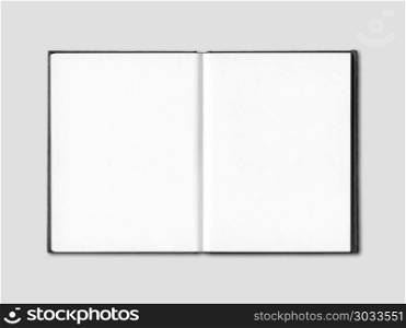 Blank open notebook mockup isolated on grey. Blank open notebook isolated on grey. Blank open notebook isolated on grey