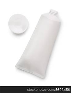 Blank open plastic tube isolated on white