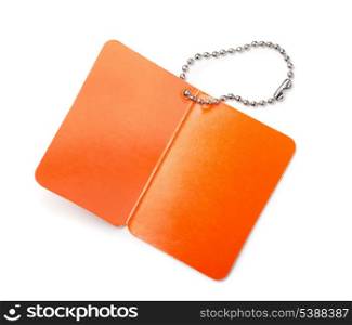 Blank orange paper tag isolated on white
