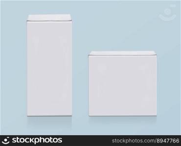 blank packaging white cardboard box on room background with light blue