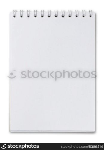 Blank page of notebook isolated on white
