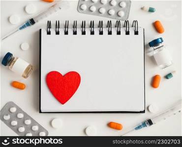 Blank page of notepad and place for your congratulatory inscription. Happy Doctor&rsquo;s Day. Closeup. Concept of preparation for a professional holidays. Congratulations for relatives, friends, colleagues. Happy Doctor&rsquo;s Day. Greeting Card. Close-up, top view