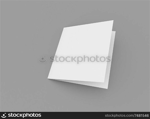 Blank paper booklet mockup on gray background. 3d render illustration.. Blank paper booklet mockup on gray background.