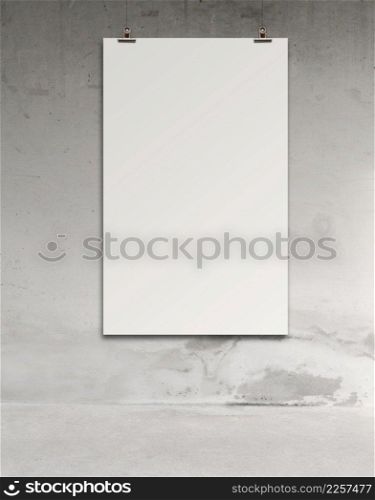 blank paper card 3d on composition wall as concept