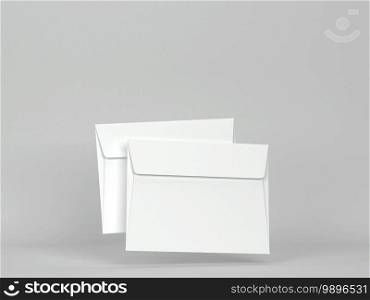 Blank paper envelope mockup. 3d illustration on gray background 