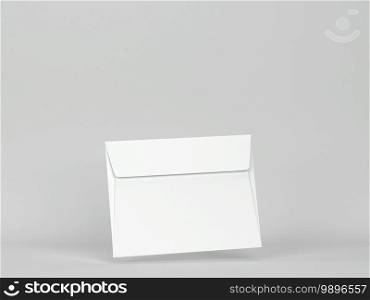 Blank paper envelope mockup. 3d illustration on gray background 