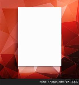 Blank paper poster in red polygons pattern studio room,Template mock up for adding your content.
