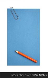 Blank paper with clip and pencil isolated over white background