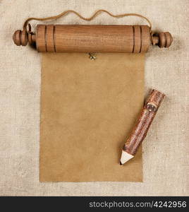 Blank parchment manuscript and pencil