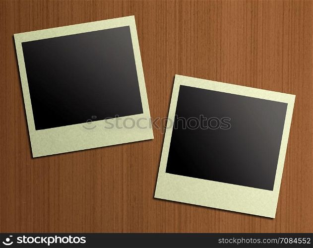 blank photos on a wood background