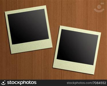 blank photos on a wood background