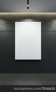 blank picture frame on the wall, 3d rendering