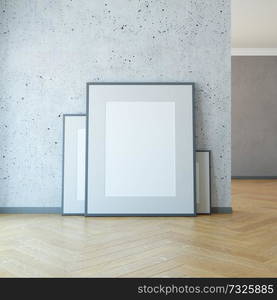 blank picture on the wall, 3d rendering