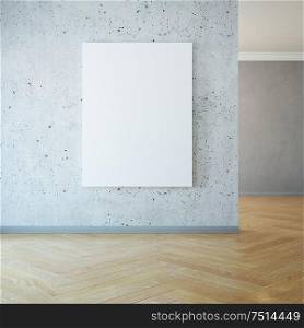 blank picture on the wall, 3d rendering