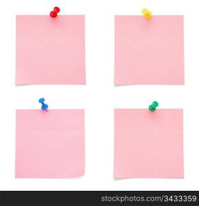 Blank Pink Paper Notes isolated on white background. Blank Pink Paper Notes
