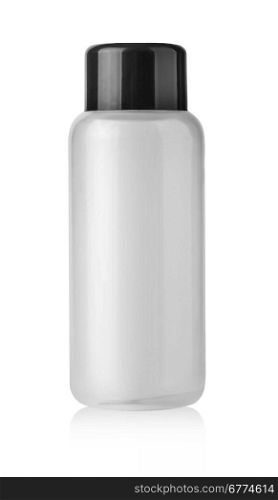 Blank plastic cosmetics bottle isolated on white background with clipping path