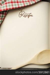 Blank recipe book on wooden table
