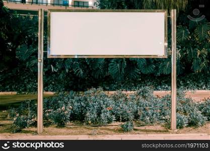 blank rectangular billboard garden. High resolution photo. blank rectangular billboard garden. High quality photo