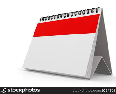 Blank red calendar isolated on white, 3D rendering